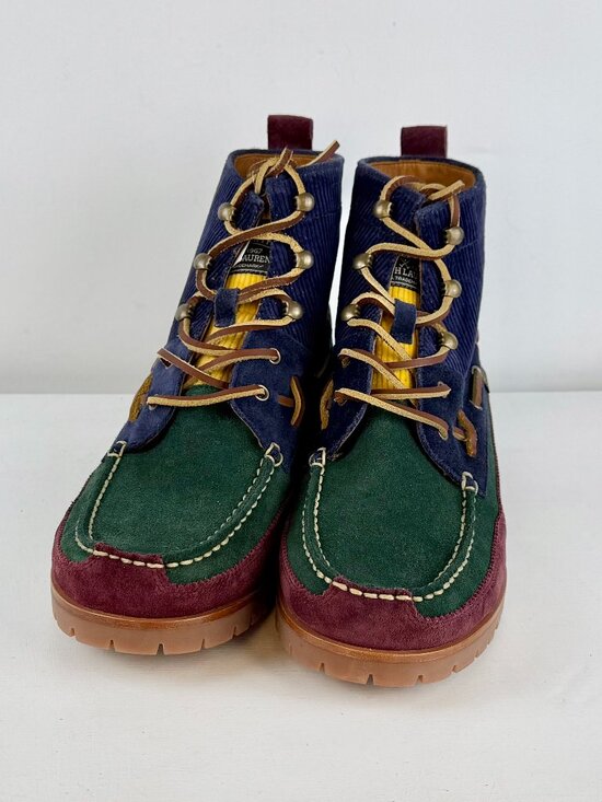 Men\'s 11 -Polo Ralph Lauren Country Ranger Mid Colorblock Suede Corduroy Boots
